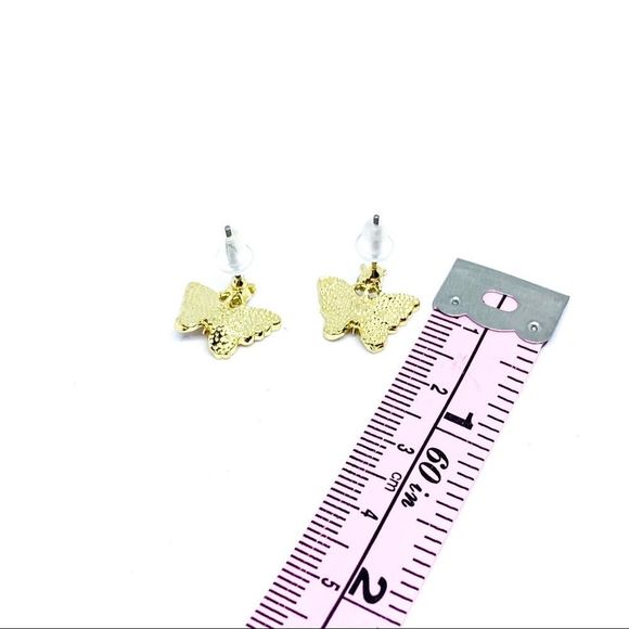 NWT Butter Fly Enamel Rhinestone Post Earring - Picture 4 of 4